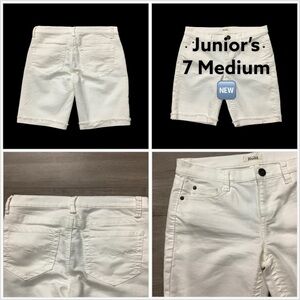 Junior's Mudd 7 M Medium Bermuda Denim Shorts Jeans White Cut Offs NWOT